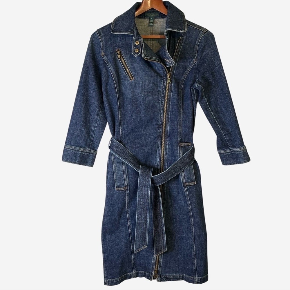 Vintage Ralph Lauren Denim Trench Coat Petite Small - Picture 6 of 15